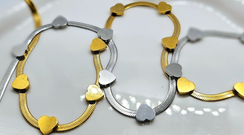 Heart Herringbone Necklace