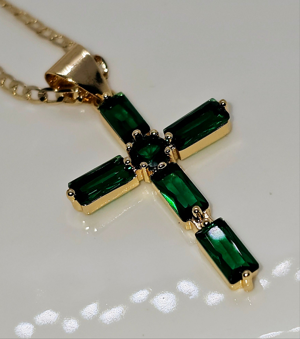 Emerald Cross Necklace