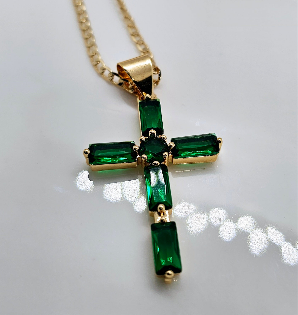 Emerald Cross Necklace