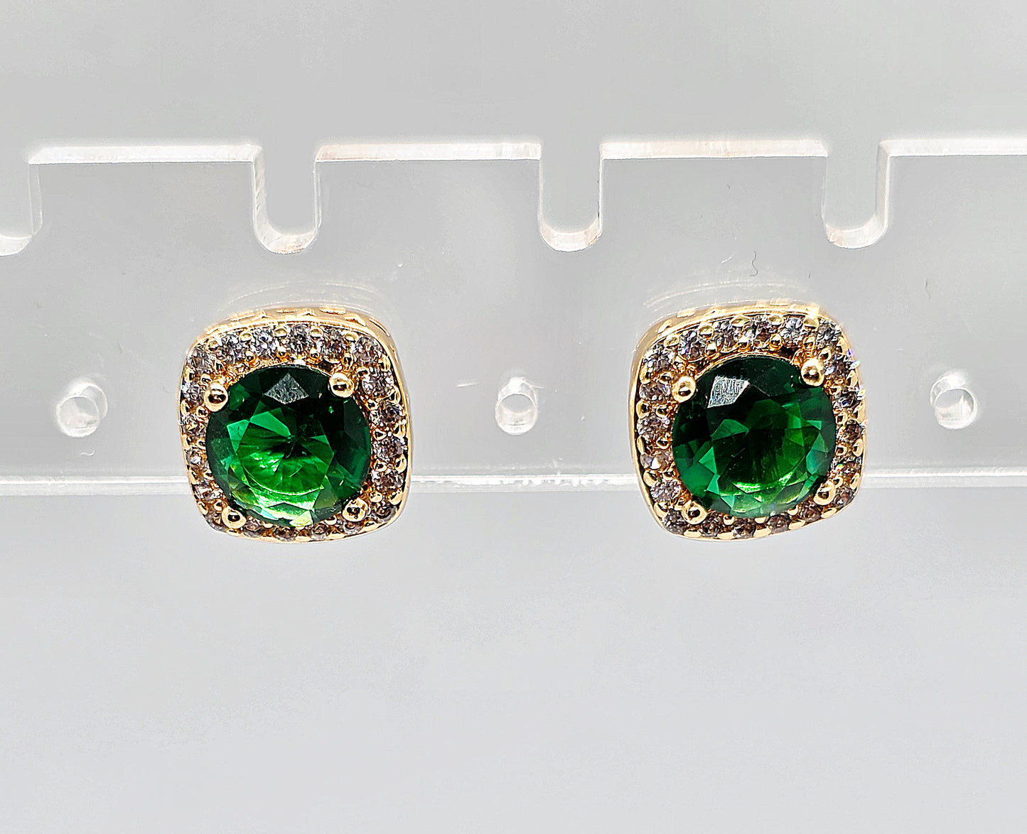 Emerald Halo Stud
